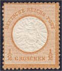 Briefmarken
Deutschland
Deutsches Reich
1/2 Groschen großer Brustschild 1872, postfrische Erhaltung, unsigniert. Fotoattestkopie Brugger BPP.
** M...