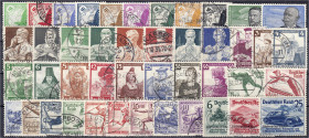 Briefmarken
Deutschland
Deutsches Reich
Lilienthal, Berufsstände, Volkstrachten, Winterspiele, Sommerspiele und Nürnburg-Ring 1934/1939, sechs saub...