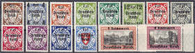 Briefmarken
Deutschland
Deutsches Reich
Danzig mit Aufdruck 1939, kompletter Satz in postfrischer Erhaltung. Mi. 220,-€.
** Michel 716-729. 