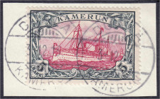 Briefmarken
Deutschland
Deutsche Auslandspostämter und Kolonien
5 Mark Freimarke 1900, sauber gestempelt auf Briefstück ,,DRALA 3.12.13", Luxusstüc...