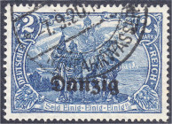Briefmarken
Deutschland
Deutsche Auslandspostämter und Kolonien
2 M Aufdruck Danzig 1920, Farbe ,,schwärzlich bis schwarzblau", sauberer bzw. zeitg...