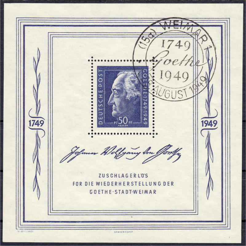 Briefmarken
Deutschland
Alliierte Besetzung (Sowjetische Zone)
Goethe-Block 1...