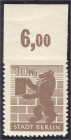 Briefmarken
Deutschland
Alliierte Besetzung (Sowjetische Zone)
10 Pfg. Berliner Bär 1945, hellsiena, postfrische Luxuserhaltung, im Oberrand kl. Fa...