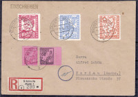 Briefmarken
Deutschland
Alliierte Besetzung (Sowjetische Zone)
Kinderhilfe 1945, kompletter Satz auf R-Brief, geprüft Kramp BPP.
Brief. Michel 11x...