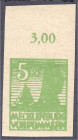 Briefmarken
Deutschland
Alliierte Besetzung (Sowjetische Zone)
5 Pfg. Abschiedsserie 1946, schwärzlichgelblichgrün, postfrisch. Fotoattest Kramp BP...