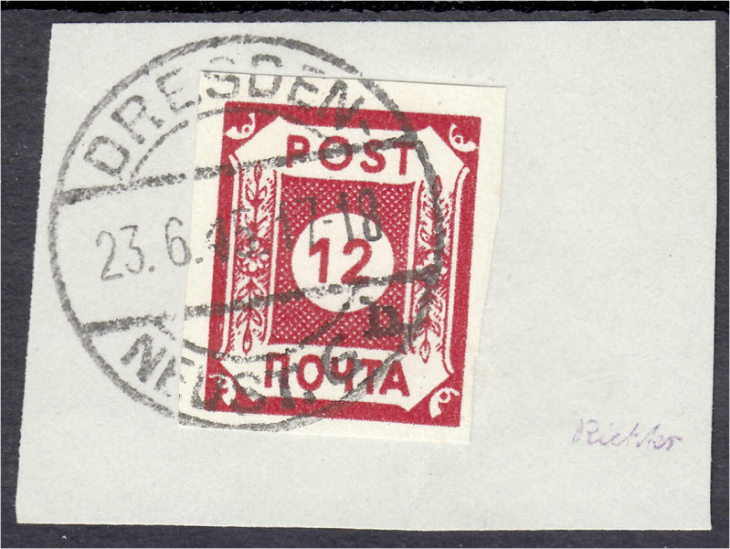 Briefmarken
Deutschland
Alliierte Besetzung (Sowjetische Zone)
12 Pf. POTSCHT...