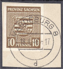 Briefmarken
Deutschland
Alliierte Besetzung (Sowjetische Zone)
10 Pf. Provinzwappen 1945, traumhaft gestempelt auf Briefstück. Kurzbefund Schulz BP...