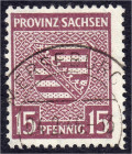 Briefmarken
Deutschland
Alliierte Besetzung (Sowjetische Zone)
15 Pf. Freimarke 1945, sauber gestempelt mit Wasserzeichen X, tiefst geprüft Zierer ...