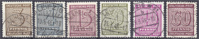 Briefmarken
Deutschland
Alliierte Besetzung (Sowjetische Zone)
Freimarken (Ziffern) 1945, sechs gestempelte Ausgaben, dabei Nr.126Xb, 127Xza, 133Xw...