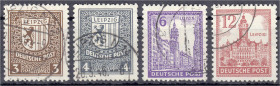 Briefmarken
Deutschland
Alliierte Besetzung (Sowjetische Zone)
Freimarken (Abschiedsserie) 1946, kompletter Satz mit vier Werten, gestempelt, 3 Pf....