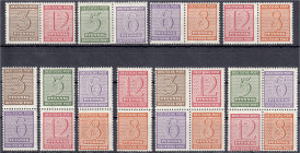 Briefmarken
Deutschland
Alliierte Besetzung (Sowjetische Zone)
Ziffern 1945, postfrisch, komplette Serie waagerechter, senkrechter Zusammendrucke, ...