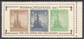 Briefmarken
Deutschland
Alliierte Besetzung (Sowjetische Zone)
Kleiner Weihnachtsblock 1945, postfrische Erhaltung, bestens geprüft Zierer BPP. Mi....
