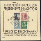 Briefmarken
Deutschland
Alliierte Besetzung (Sowjetische Zone)
Großer Weihnachtsblock 1945, gestempelt, der Durchstich oberhalb des Herzstückes lei...