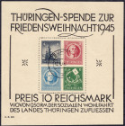 Briefmarken
Deutschland
Alliierte Besetzung (Sowjetische Zone)
Weihnachtsblock 1945, gestempelt, ,,x" grauweißes dünnes Papier, signiert Herbst BPP...
