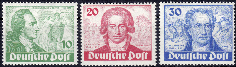 Briefmarken
Deutschland
Berlin
Goethe 1949, kompletter Satz in postfrischer E...