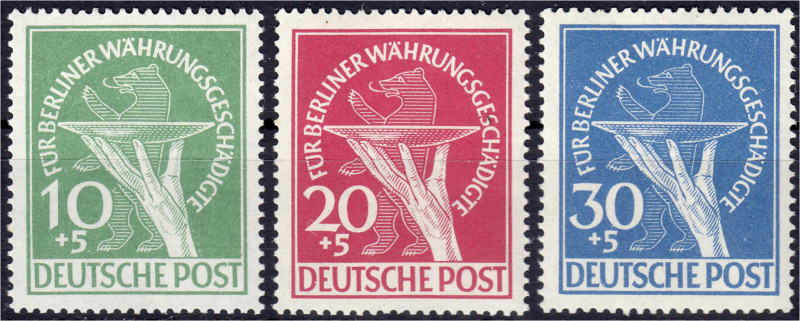 Briefmarken
Deutschland
Berlin
Währungsgeschädigte 1949, kompletter Satz in p...