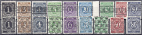 Briefmarken
Deutschland
Alliierte Besetzung (Amerikanische u. Brit. Zone)
1 Pf. - 80 Pf. Ziffernserie 1948, postfrische Erhaltung, komplett Band- u...