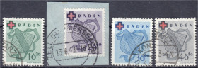 Briefmarken
Deutschland
Alliierte Besetzung (Französische Zone)
Deutsches Rotes Kreuz 1949, kompletter Satz in gestempelter Erhaltung, bis auf 20+4...