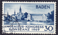 Briefmarken
Deutschland
Alliierte Besetzung (Französische Zone)
Ingenieur-Kongress in Konstanz 1949, Type II, gestempelt ``Reydt,....50-12``, die M...
