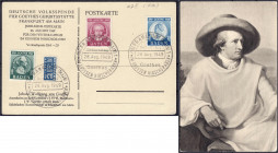 Briefmarken
Deutschland
Alliierte Besetzung (Französische Zone)
200. Geburtstag von J. W. von Goethe 1949, kompletter Satz, echt und sehr gut erhal...
