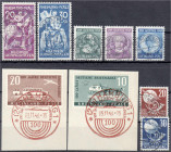 Briefmarken
Deutschland
Alliierte Besetzung (Französische Zone)
Hilfswerk, Goethe, 100 J. d. Briefmarken, UPU 1948/49, vier komplette Sätze in gest...