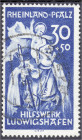 Briefmarken
Deutschland
Alliierte Besetzung (Französische Zone)
30+50 Pf. Hilfswerk Ludwigshafen 1948, sauber gestempelt mit Plattenfehler ,,III Fl...