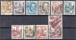 Briefmarken
Deutschland
Alliierte Besetzung (Französische Zone)
Persönlichkeiten und Ansichten 1948/49, kompletter Satz in gestempelter Erhaltung, ...
