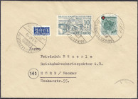 Briefmarken
Deutschland
Alliierte Besetzung (Französische Zone)
10 + 20 Pf. Deutsches Rotes Kreuz 1949, portogerechte Mischfrankatur. Kurzbefund St...