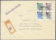 Briefmarken
Deutschland
Alliierte Besetzung (Französische Zone)
Deutsches Rotes Kreuz 1949, sauber gestempelt auf R-Satzbrief, der Beleg ist über d...