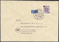 Briefmarken
Deutschland
Alliierte Besetzung (Französische Zone)
20 + 40 Pf. Deutsches Rotes Kreuz 1949, portogerechte Einzelfrankatur. Kurzbefund S...