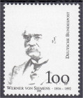 Briefmarken
Deutschland
Bundesrepublik Deutschland
100. Todestag von Werner von Siemens 1992, postfrische Luxuserhaltung, die Farbe Hellbraun fehle...