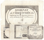 Banknoten
Ausland
Frankreich
4 versch. Assignate: 10 Livres 24.10.1792, 50 Sols 23.5.1793, 5 Livres o.D. (31.10.1793), 500 Livres o.D. (8.2.1794)....