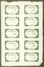 Banknoten
Ausland
Frankreich
Assignatenbogen zu 10 X 5 Livres 31.10.1793. Einseitig, Serie 966. Alle mit verschiedenen Unterschriften. Im verglaste...