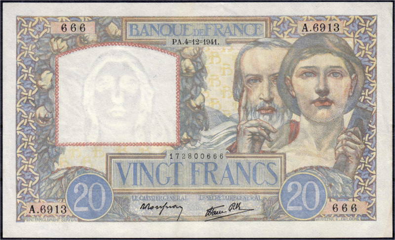 Banknoten
Ausland
Frankreich
20 Francs 4.12.1941. Unter deutscher Besatzung....