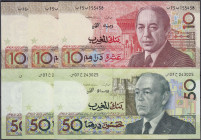 Banknoten
Ausland
Marokko
6 Scheine der Bank al-Maghrib: 3 X 10 und 3 X 50 Dirhams 1987. alle I. Pick 60a(3),61a,61b(2). 