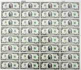 Banknoten
Ausland
Vereinigte Staaten von Amerika
Bogen mit 32 Noten zu 2 Dollars Serie 1995. I-II, am Rand teils Knitter, sonst I. Pick 497 Druckbo...