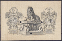 Banknoten
Altdeutschland
Braunschweig
10 Thaler Probedruck/Vorlagestück der Rückseite, Braunschweigischen Bank o.D. (1.1.1869). 3 X gelocht. Gez.: ...