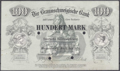 Banknoten
Altdeutschland
Braunschweig
05.05.2021: 100 Mark, nicht 100 Thaler

100 Thaler Probedruck, Vorlagestück der Vorderseite, Braunschweigis...