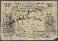 Banknoten
Altdeutschland
Hannover
20 Thaler Courant der Hannoverschen Bank 1.3.1857. Serie XVI. Beschriftet.
V, Fehlstellen, Einrisse, hinterlegte...