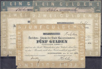 Banknoten
Altdeutschland
Kaiserslautern (Pfalz)
5 Scheine: 2 X 1, 2 X 2 und 5 Gulden 31.7.1870. Die 1 Gulden mit Stempel "Eisenwerk Kaiserslautern"...