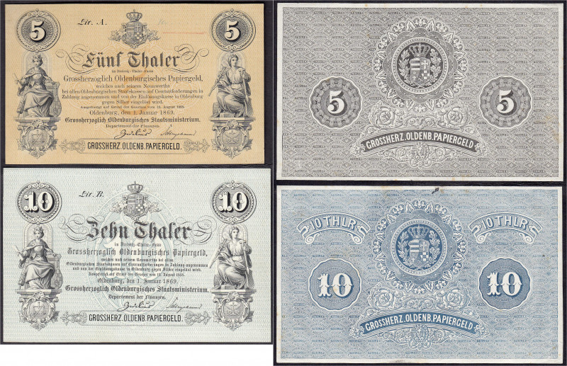 Banknoten
Altdeutschland
Oldenburg (Oldenburg)
4 einsetige Probedrucke der 5 ...
