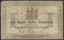 Banknoten
Altdeutschland
Preußen
1 Thaler 13.2.1861, Kassen-Anweisung, Berlin. Serie X. Wappen grauviolett.
IV, selten. Pick A222b. Grabowski/Kran...