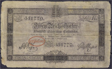 Banknoten
Altdeutschland
Sachsen
2 Reichsthaler Königl. Sächss. Cassenbillet 1.10.1818. Mit orig. Wz., 1 roter Aufdruck und 2 gedr. Unterschriften ...