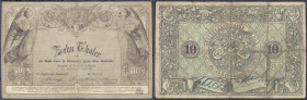 Banknoten
Altdeutschland
Schaumburg-Lippe
10 Thaler der Niedersächsischen Bank 12.9.1856, Bückeburg. Wz. NIEDERSAECHSISCHE BANK.
III-IV, min. Einr...