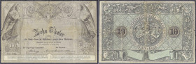 Banknoten
Altdeutschland
Schaumburg-Lippe
10 Thaler der Niedersächsischen Bank 12.9.1856, Bückeburg. Wz. NIEDERSAECHSISCHE BANK. Rs. blanco.
IV, E...