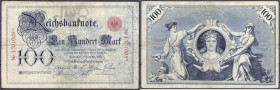 Banknoten
Die deutschen Banknoten ab 1871 nach Rosenberg
Deutsches Reich, 1871-1945
100 Mark 3.9.1883. Serie C.
III, sehr selten. Rosenberg 9. 