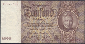 Banknoten
Die deutschen Banknoten ab 1871 nach Rosenberg
Deutsches Reich, 1871-1945
1000 Reichsmark 22.2.1936. Unterdruckbuchstabe E, Serie B, mit ...