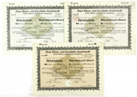 Banknoten
Die deutschen Banknoten ab 1871 nach Rosenberg
Deutsches Reich, 1871-1945
3 Anteilscheine, Berlin 12.9.1921 über 1, 5 und 10 Anteile von ...