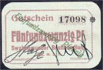 Banknoten
Die deutschen Banknoten ab 1871 nach Rosenberg
Deutsches Reich, 1871-1945
Swakopmunder Buchhandlung: 25 Pfg. Gutschein o.Datum (1916). 1....