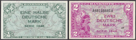 Banknoten
Die deutschen Banknoten ab 1871 nach Rosenberg
Westliche Besatzungszonen und BRD, ab 1948
2 Scheine: 1/2 Deutsche Mark, Serie 1948. 2 Deu...